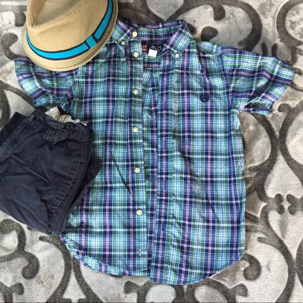 Boys Chaps short sleeve button down plaid